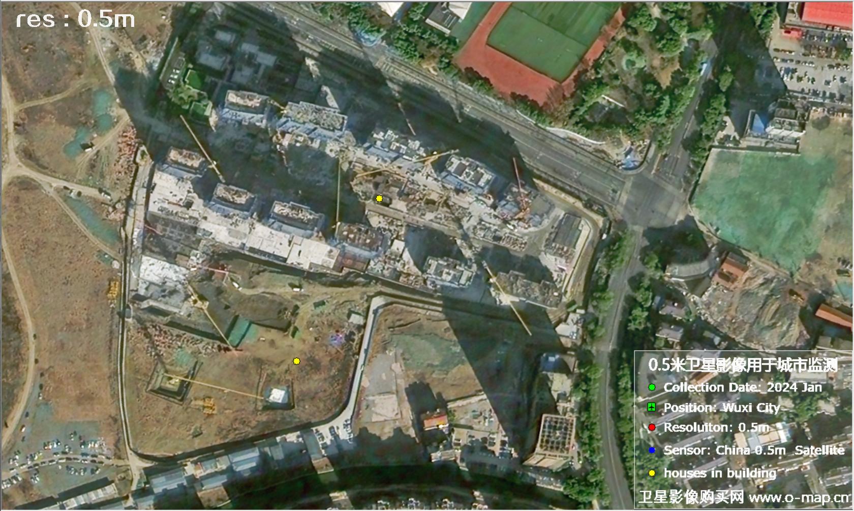 中国0.5米分辨率卫星影像用于无锡市在建房屋监测