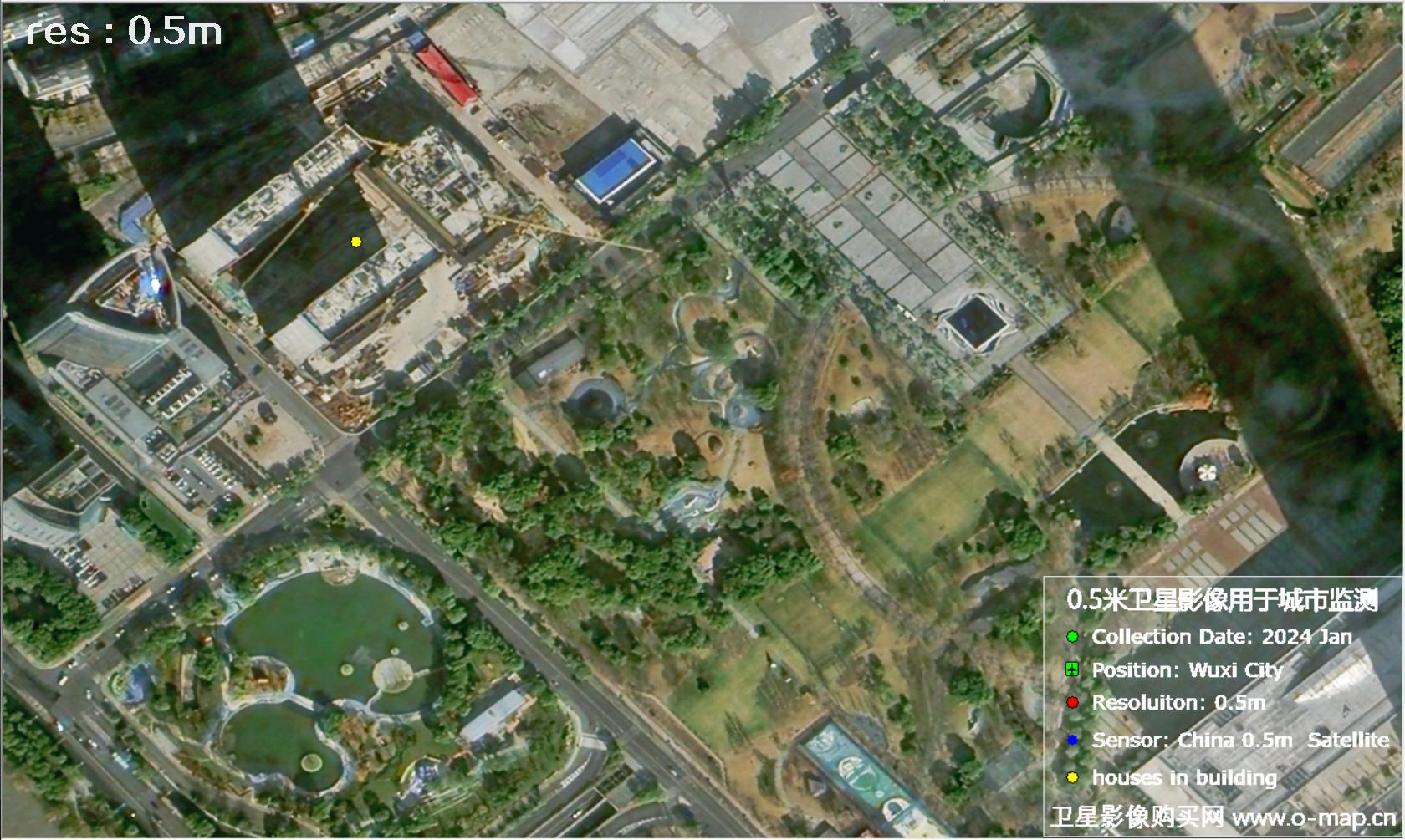 中国0.5米分辨率卫星影像用于无锡市在建房屋监测