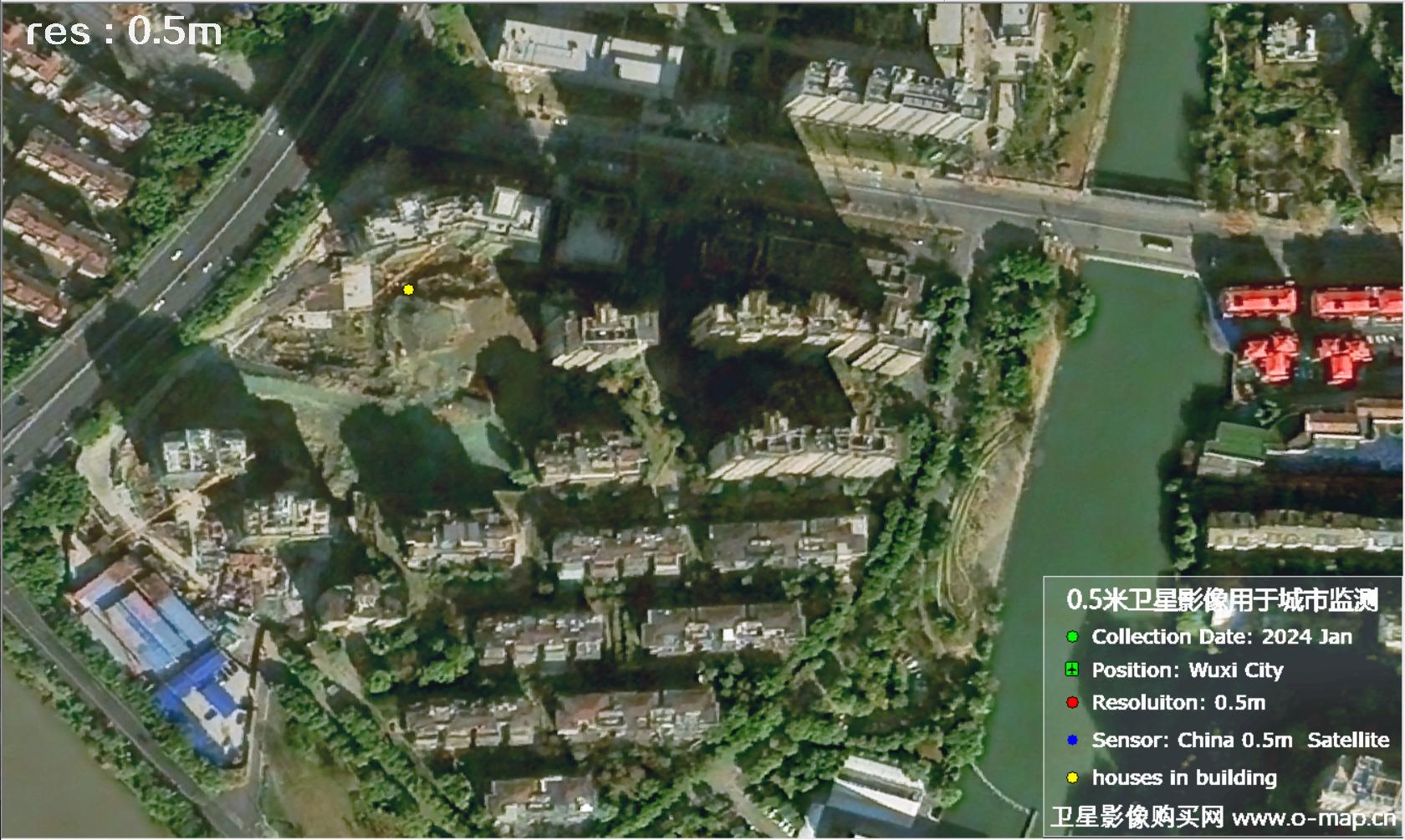 中国0.5米分辨率卫星影像用于无锡市在建房屋监测