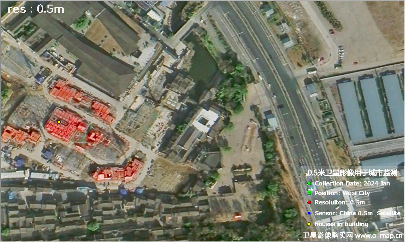 中国0.5米分辨率卫星影像用于无锡市在建房屋监测
