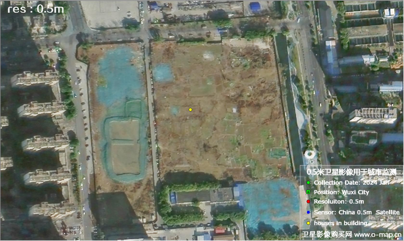 中国0.5米分辨率卫星影像用于无锡市在建房屋监测