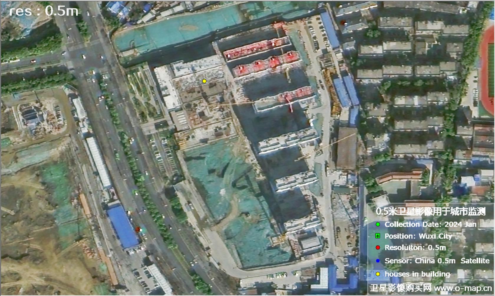 中国0.5米分辨率卫星影像用于无锡市在建房屋监测