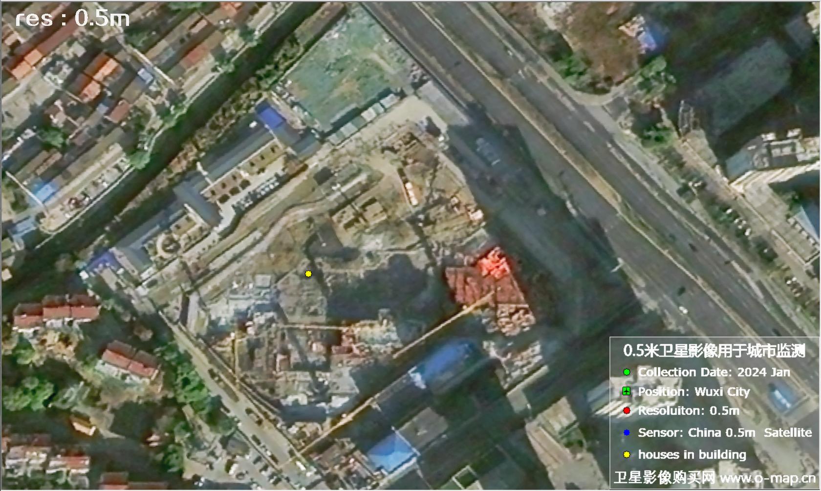 中国0.5米分辨率卫星影像用于无锡市在建房屋监测