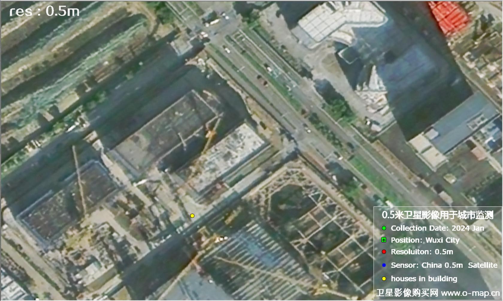中国0.5米分辨率卫星影像用于无锡市在建房屋监测