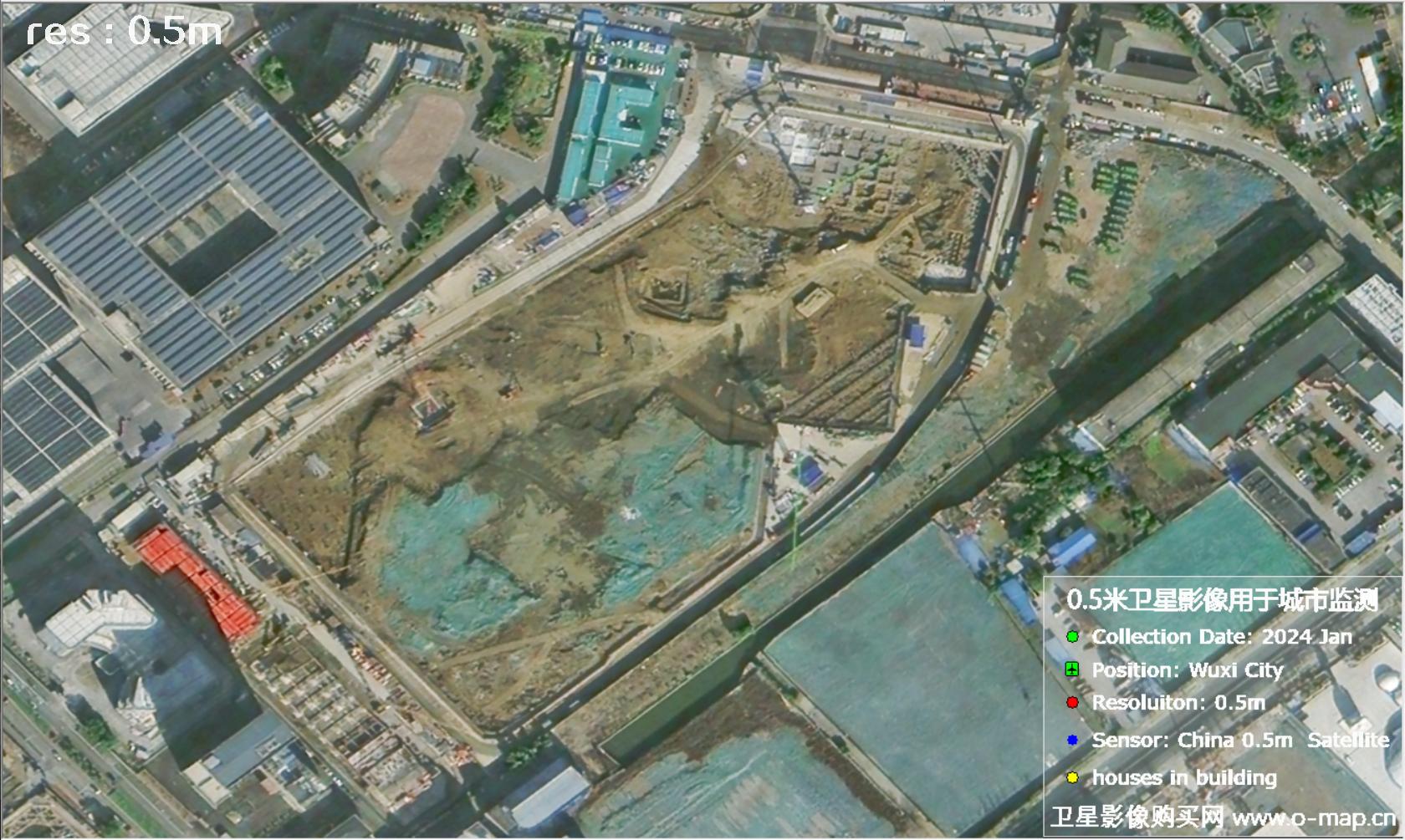 中国0.5米分辨率卫星影像用于无锡市在建房屋监测