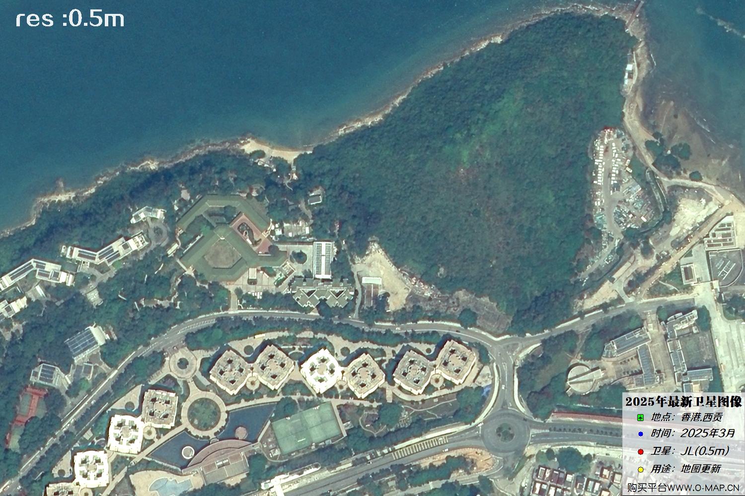 香港西贡2025年最新0.5米吉林一号卫星图像