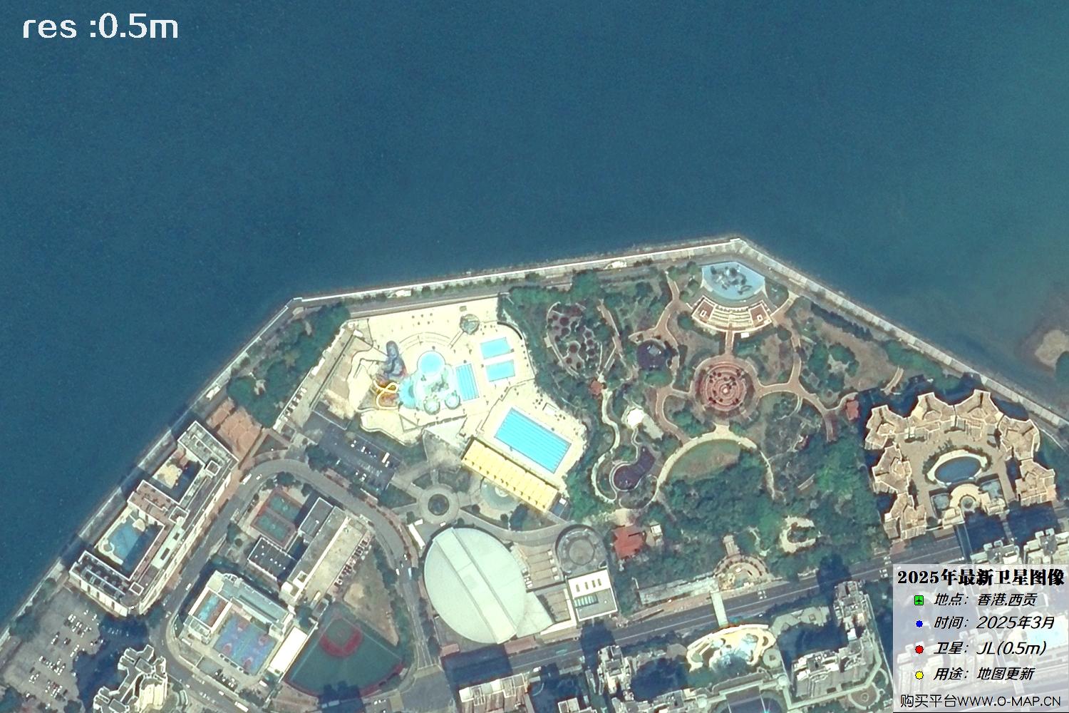香港西贡2025年最新0.5米吉林一号卫星图像