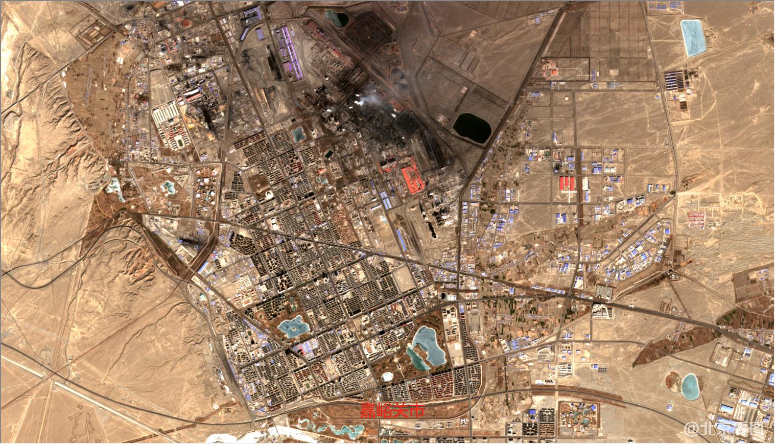 酒泉卫星发射中心及周边最新卫星图-嘉峪关市