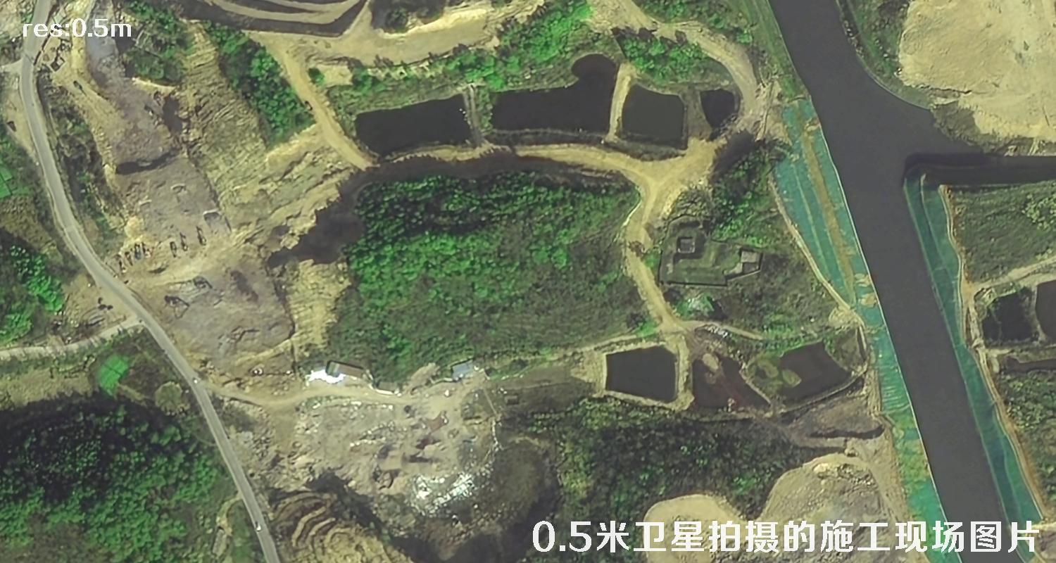 国产0.5米分辨率卫星拍摄的机场项目现场施工图片
