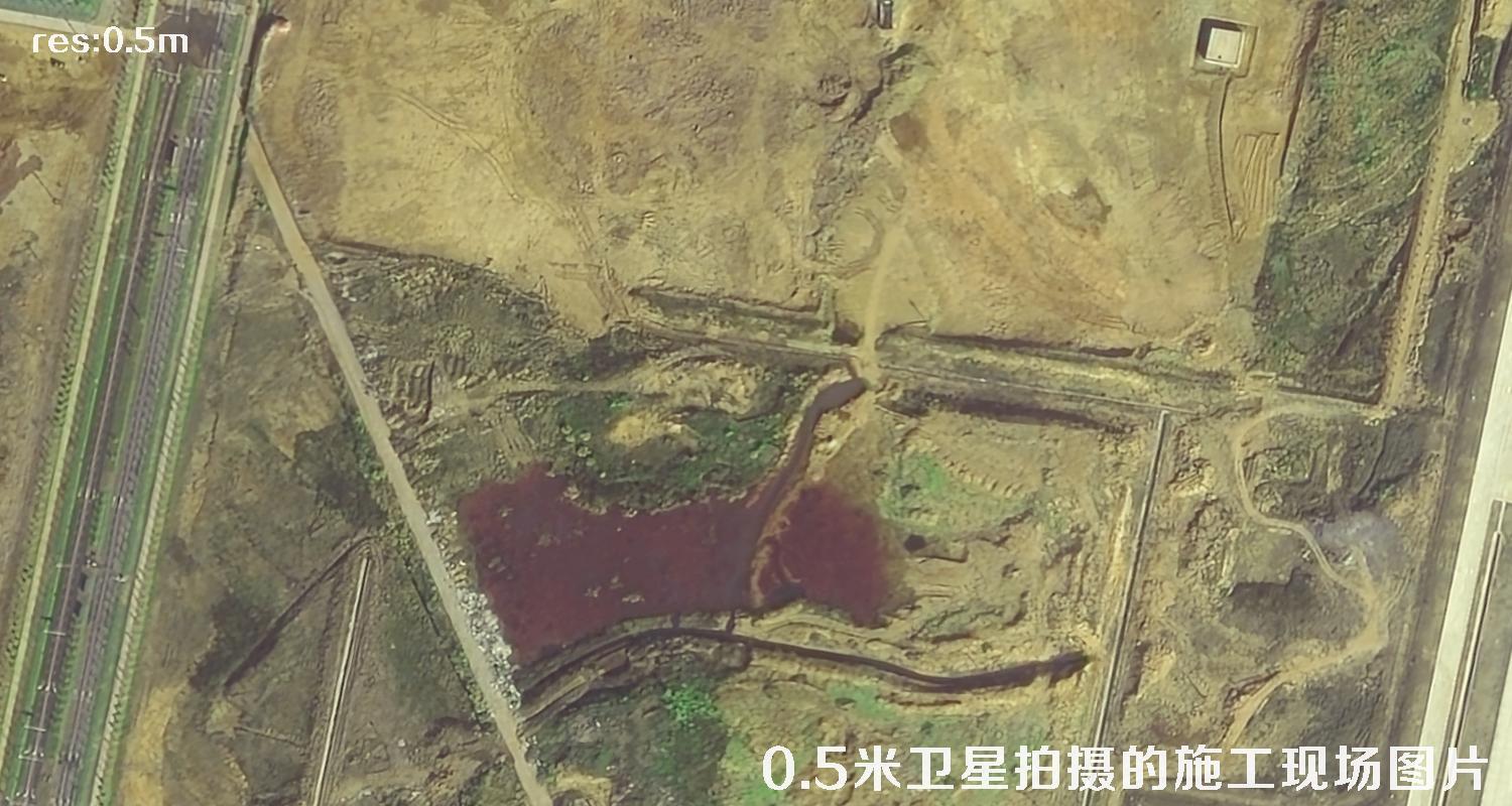 国产0.5米分辨率卫星拍摄的机场项目现场施工图片