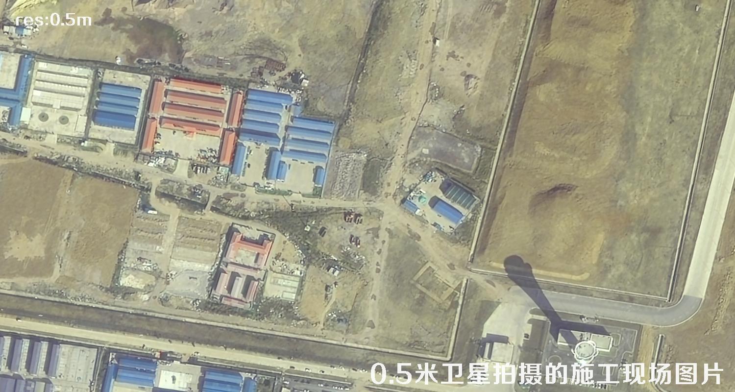 国产0.5米分辨率卫星拍摄的机场项目现场施工图片