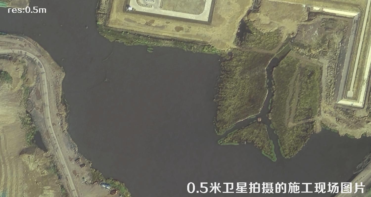 国产0.5米分辨率卫星拍摄的机场项目现场施工图片