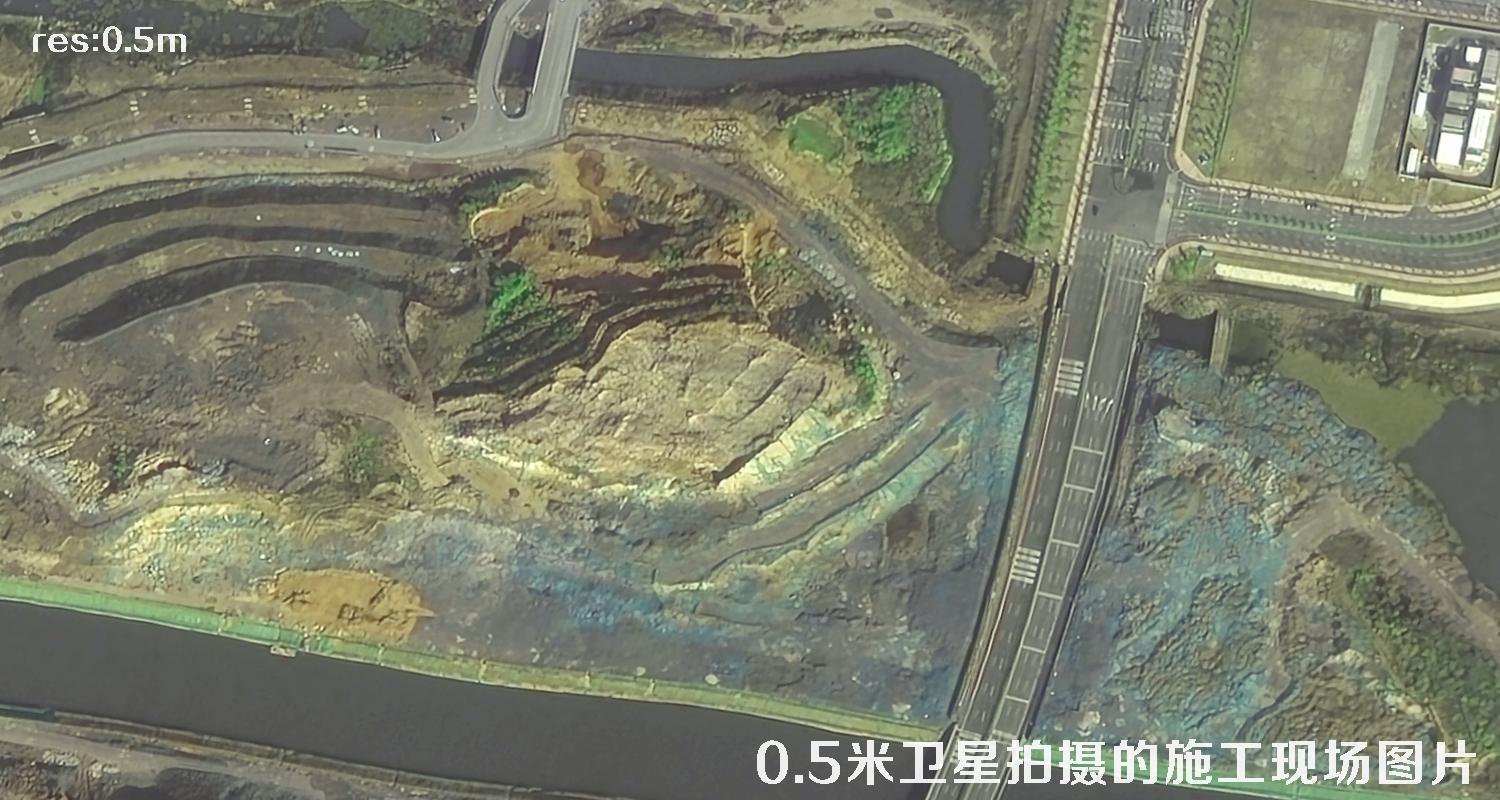 国产0.5米分辨率卫星拍摄的机场项目现场施工图片
