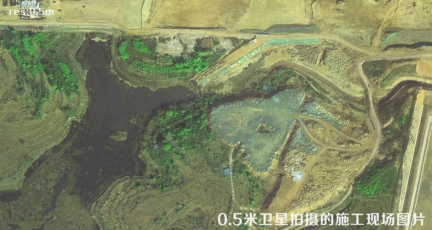国产0.5米分辨率卫星拍摄的机场项目现场施工图片