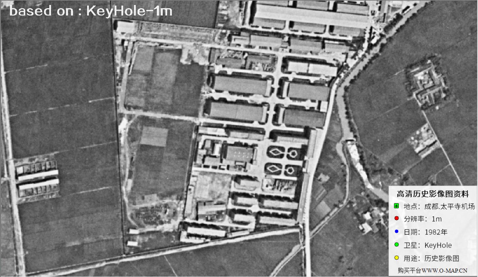 KeyHole锁眼卫星1980年拍摄的成都太平寺机场历史影像图