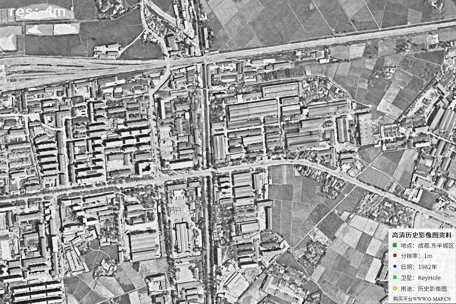 成都市1982年锁眼卫星历史影像地图资料