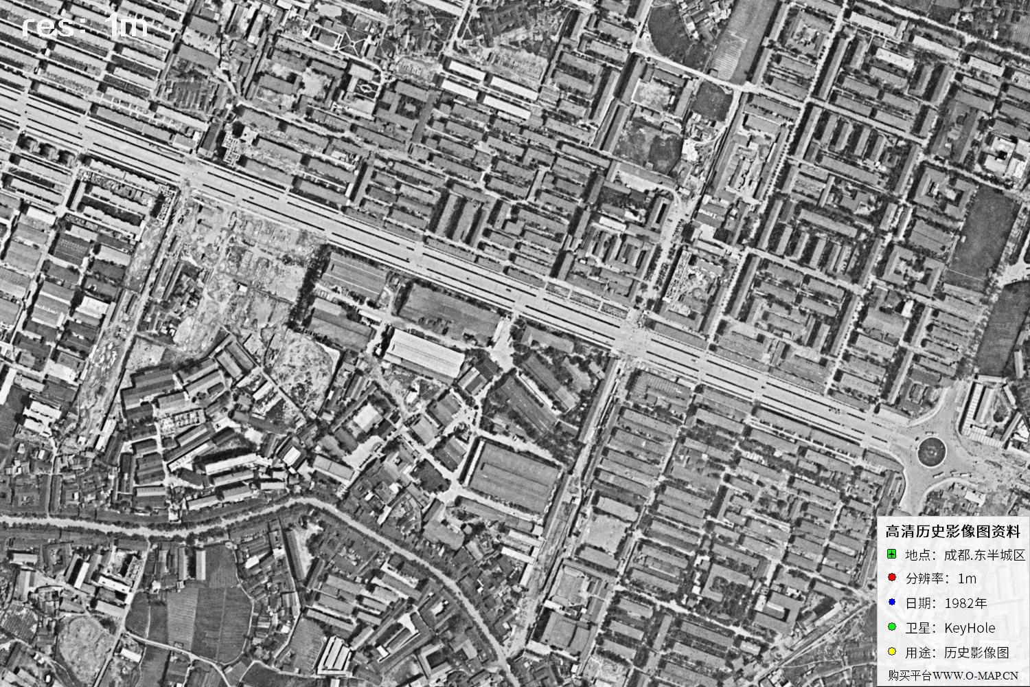 成都市1982年锁眼卫星历史影像地图资料