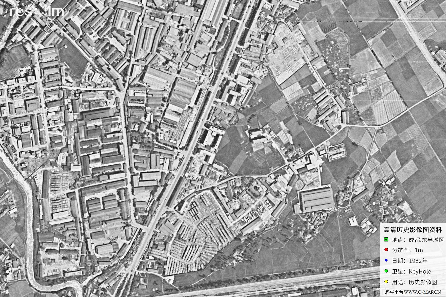 成都市1982年锁眼卫星历史影像地图资料