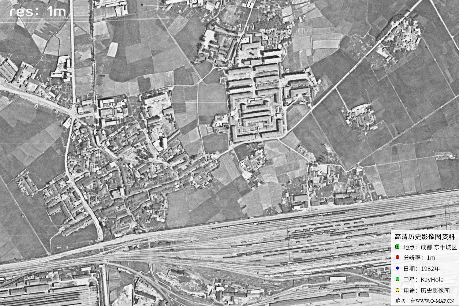 成都市1982年锁眼卫星历史影像地图资料
