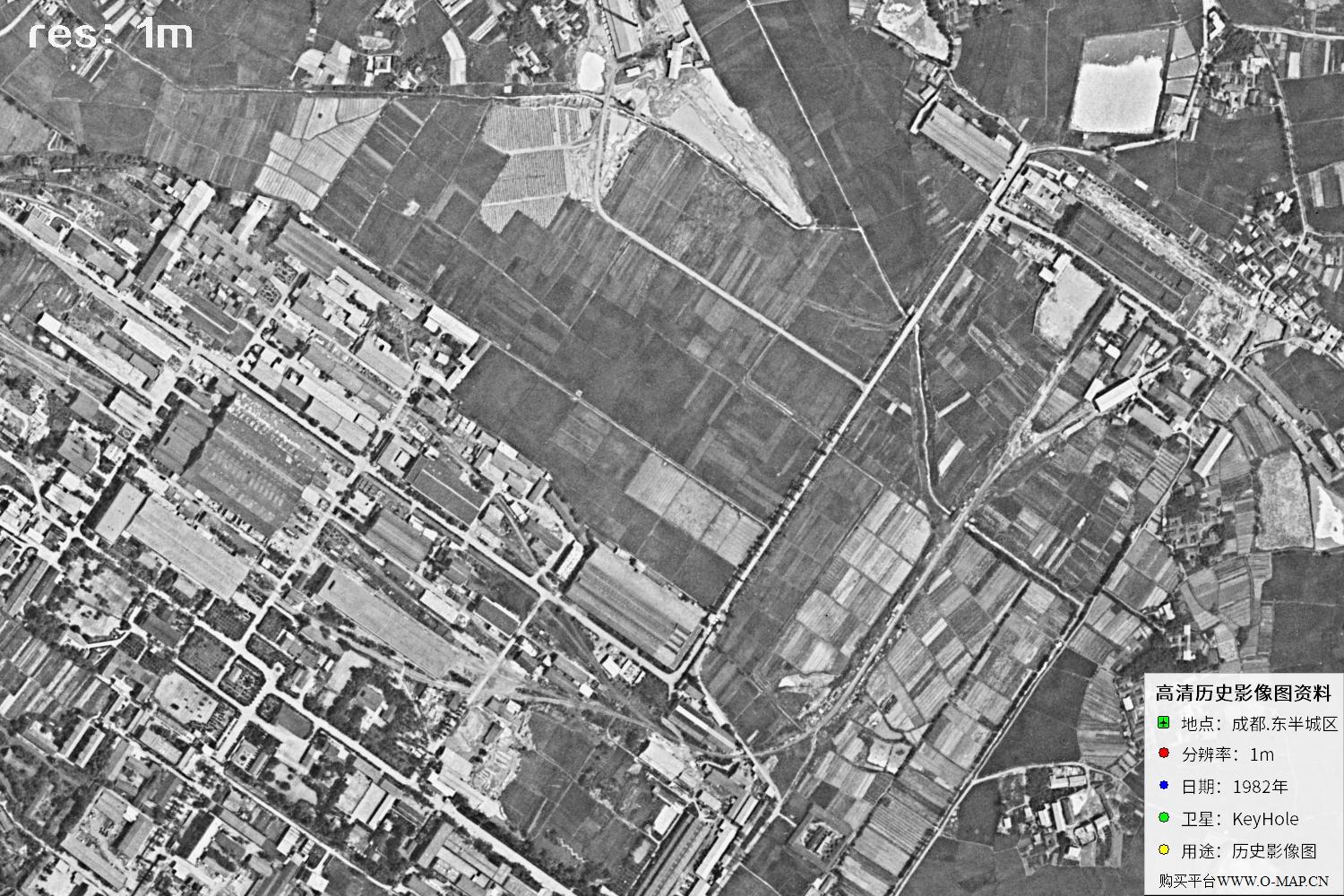 成都市1982年锁眼卫星历史影像地图资料