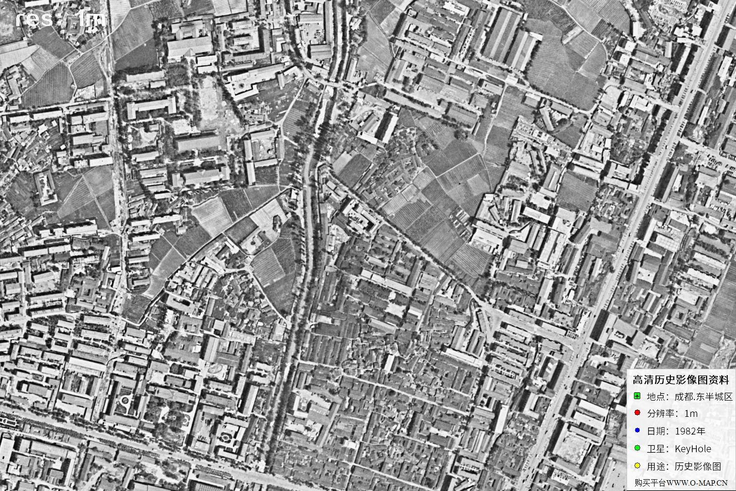 成都市1982年锁眼卫星历史影像地图资料