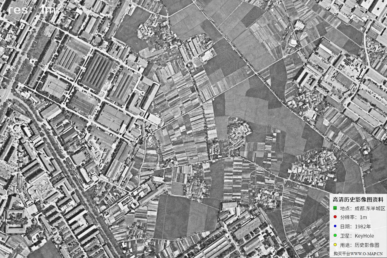 成都市1982年锁眼卫星历史影像地图资料