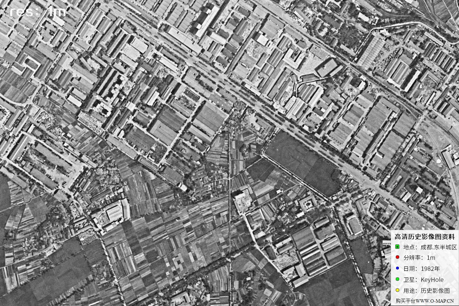 成都市1982年锁眼卫星历史影像地图资料