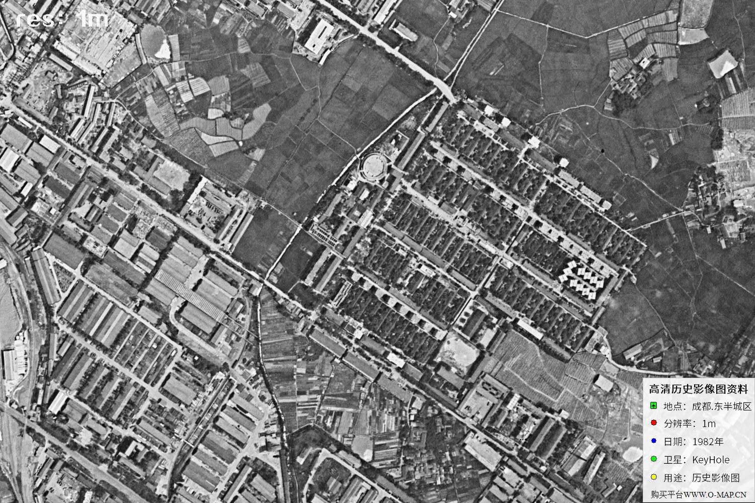 成都市1982年锁眼卫星历史影像地图资料