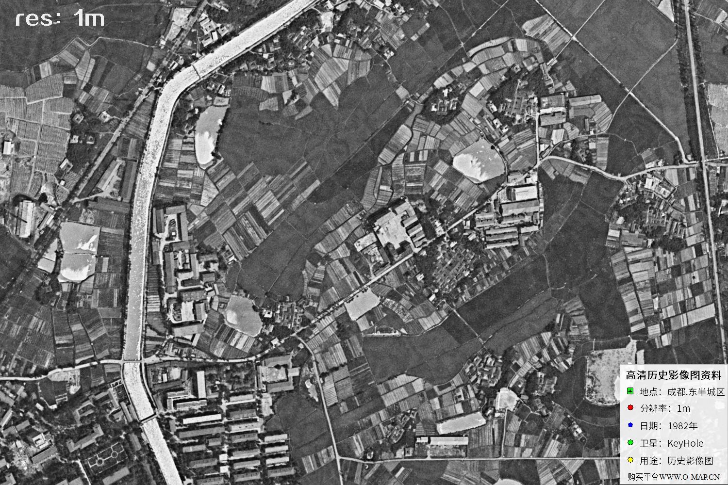 成都市1982年锁眼卫星历史影像地图资料