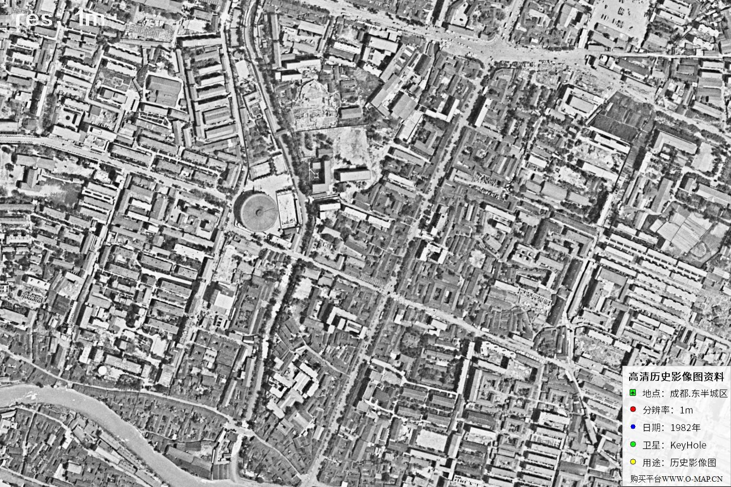 成都市1982年锁眼卫星历史影像地图资料