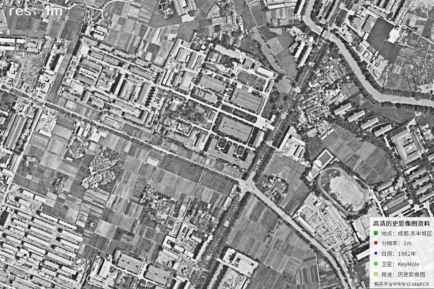 成都市1982年锁眼卫星历史影像地图资料