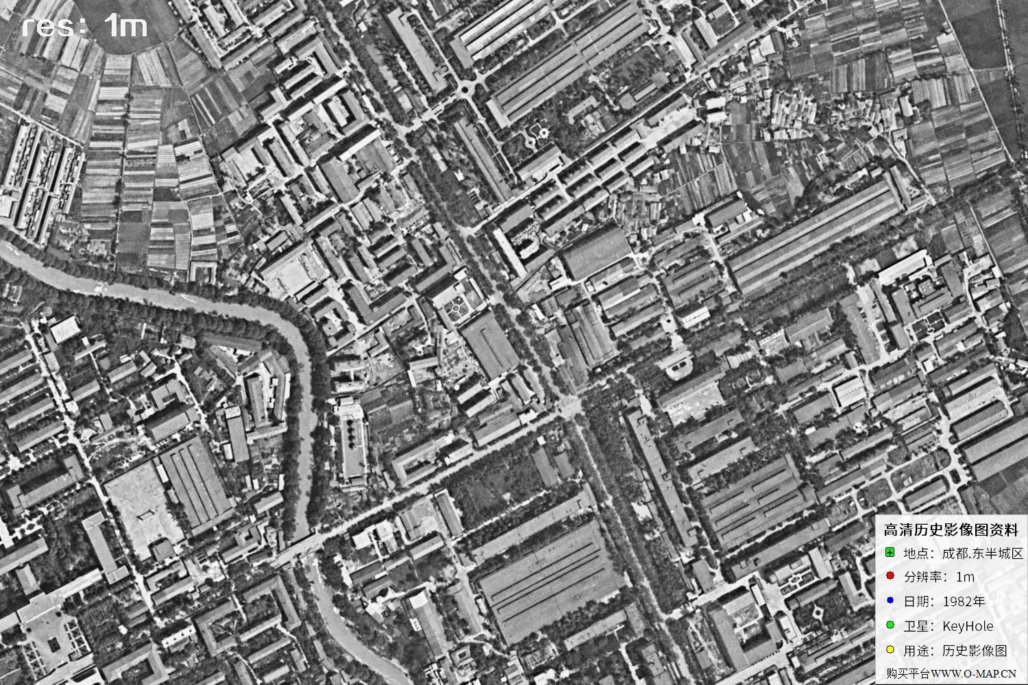 成都市1982年锁眼卫星历史影像地图资料