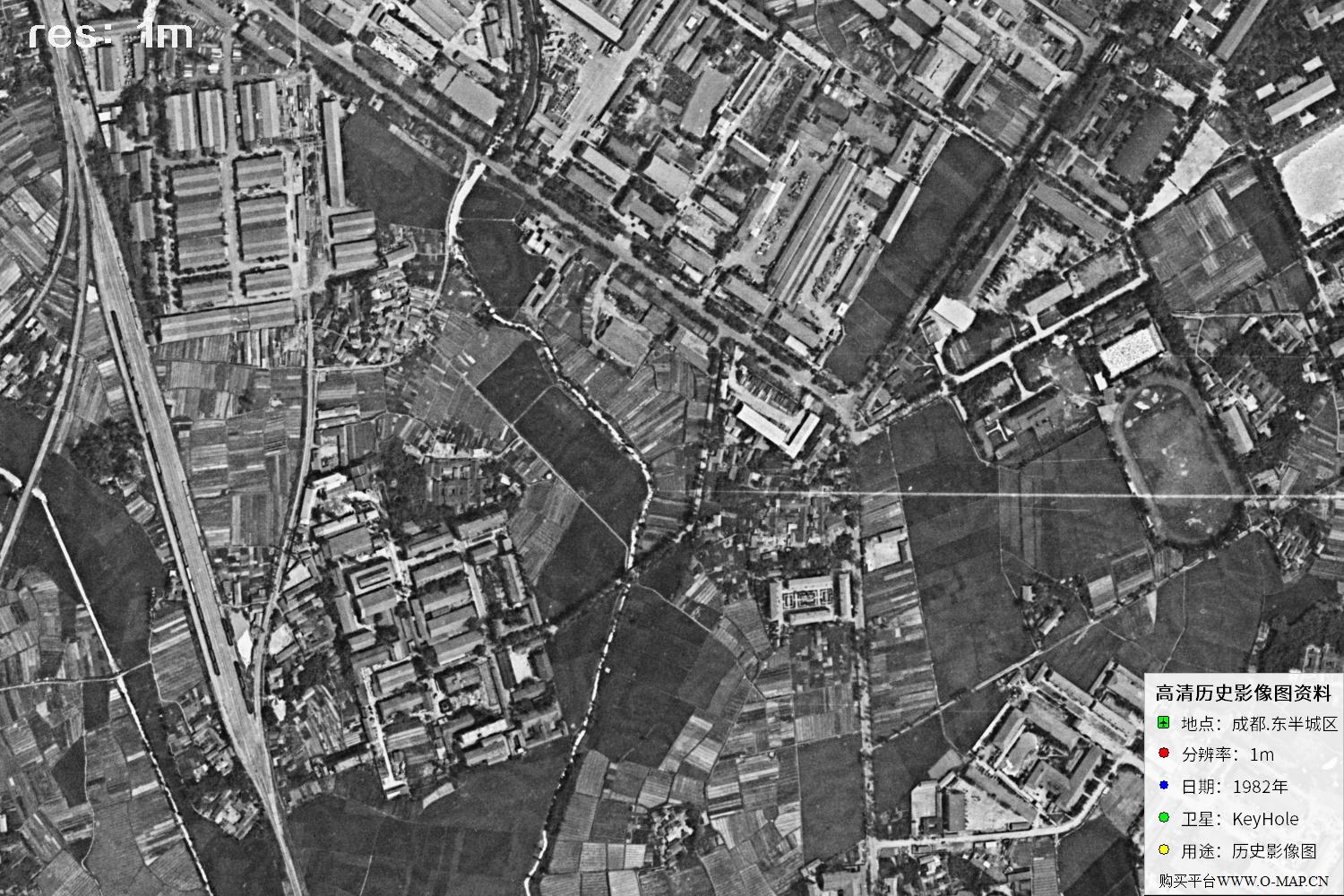 成都市1982年锁眼卫星历史影像地图资料