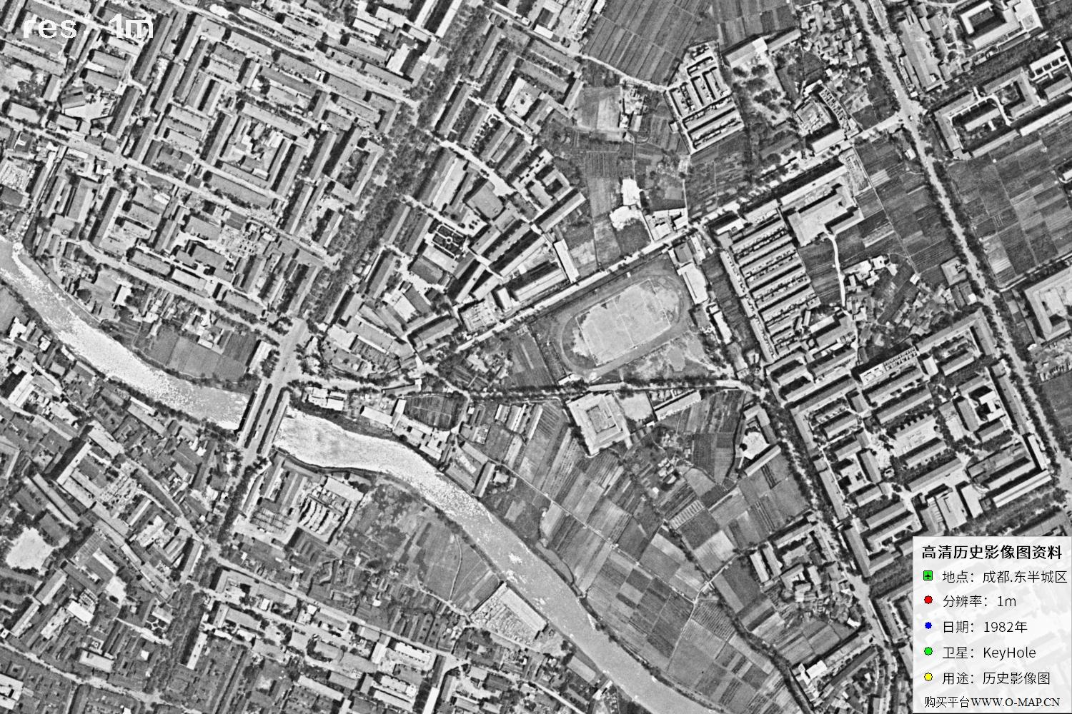 成都市1982年锁眼卫星历史影像地图资料