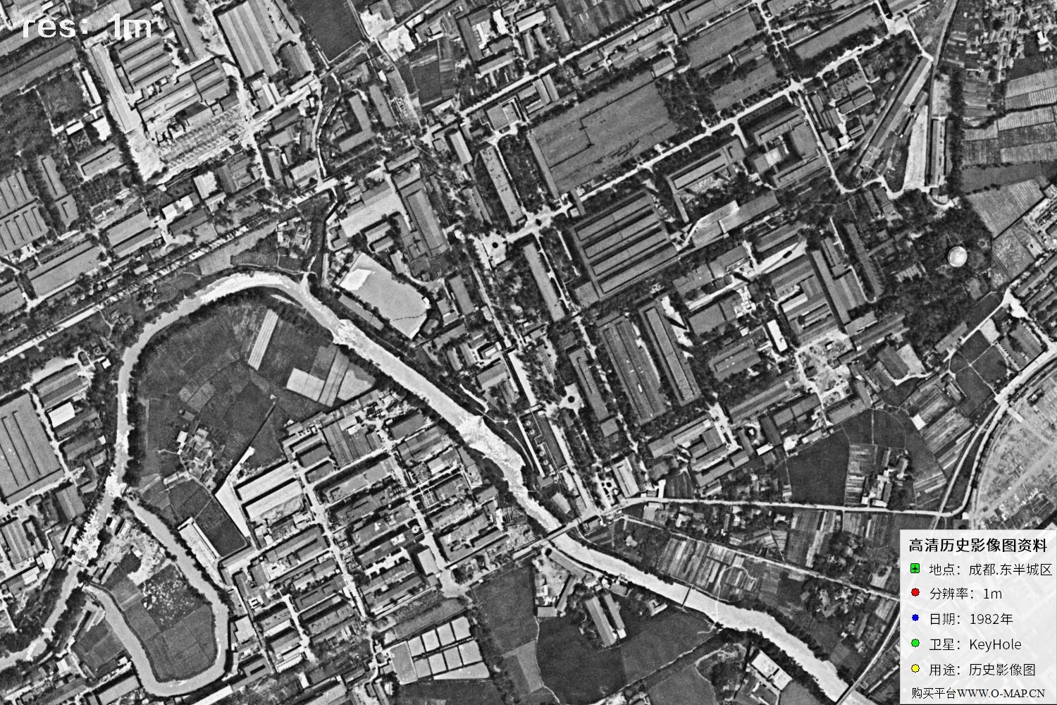 成都市1982年锁眼卫星历史影像地图资料