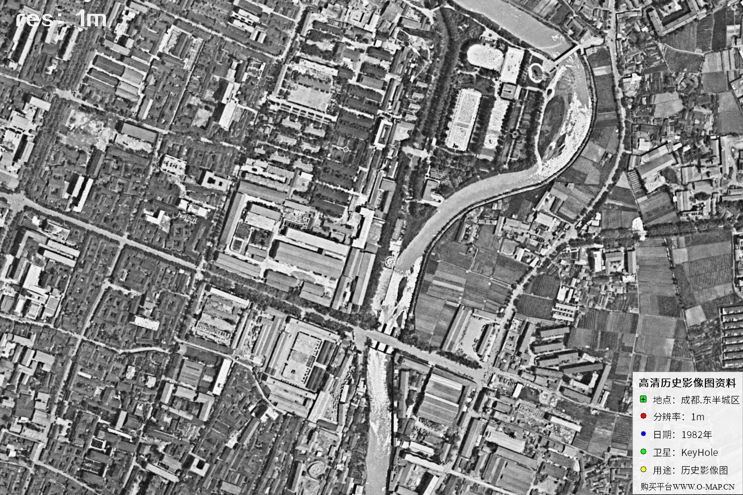 成都市1982年锁眼卫星历史影像地图资料