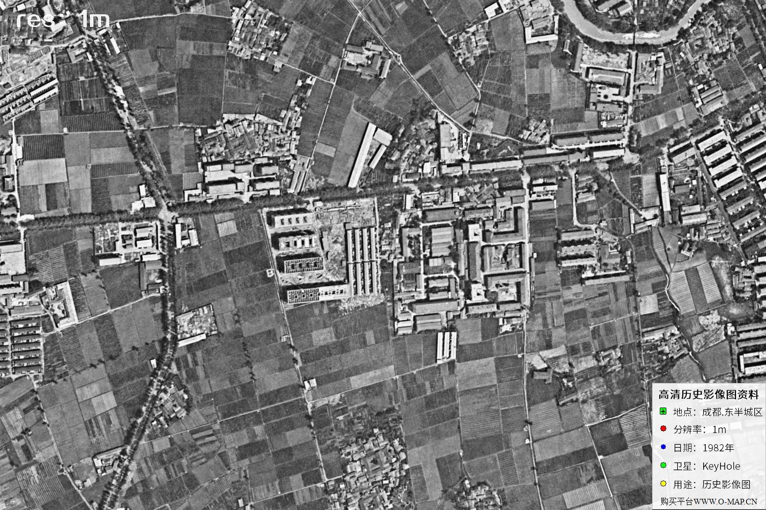 成都市1982年锁眼卫星历史影像地图资料