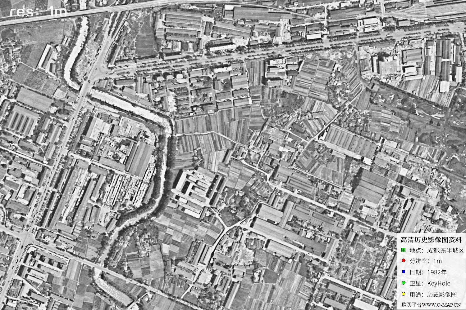 成都市1982年锁眼卫星历史影像地图资料