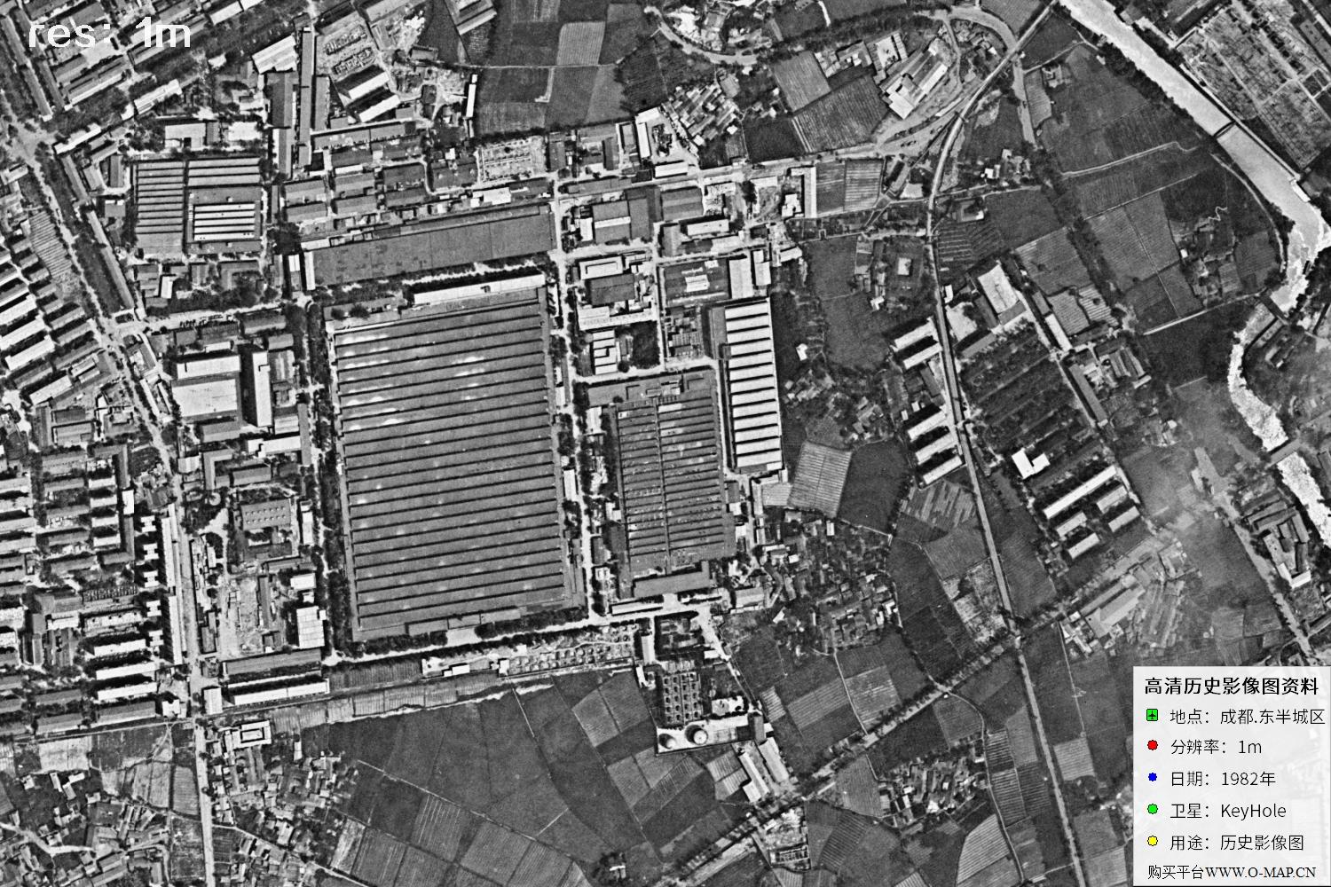 成都市1982年锁眼卫星历史影像地图资料