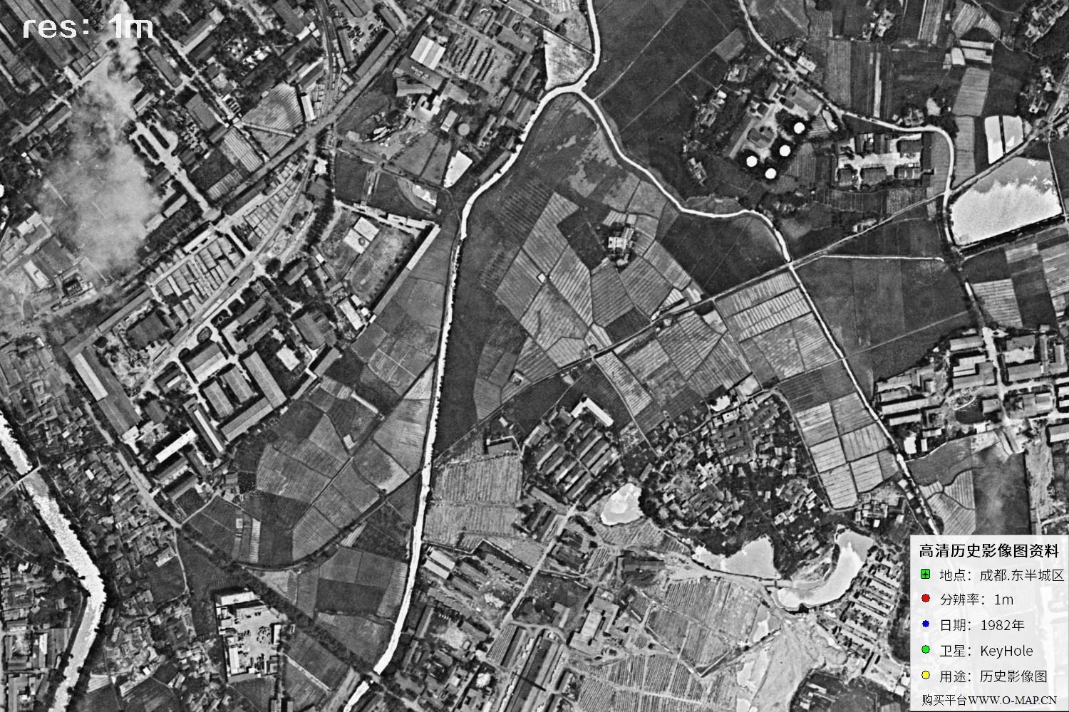 成都市1982年锁眼卫星历史影像地图资料