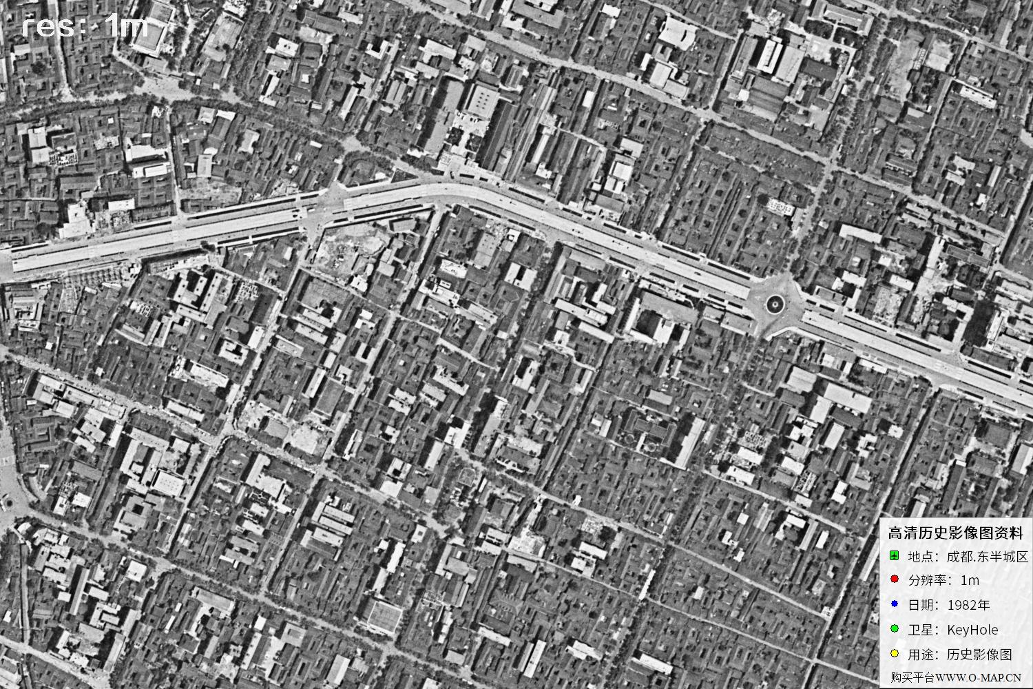 成都市1982年锁眼卫星历史影像地图资料