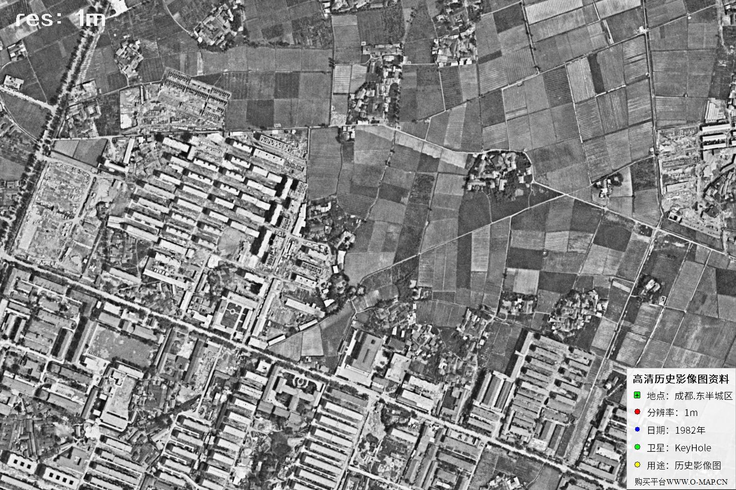 成都市1982年锁眼卫星历史影像地图资料