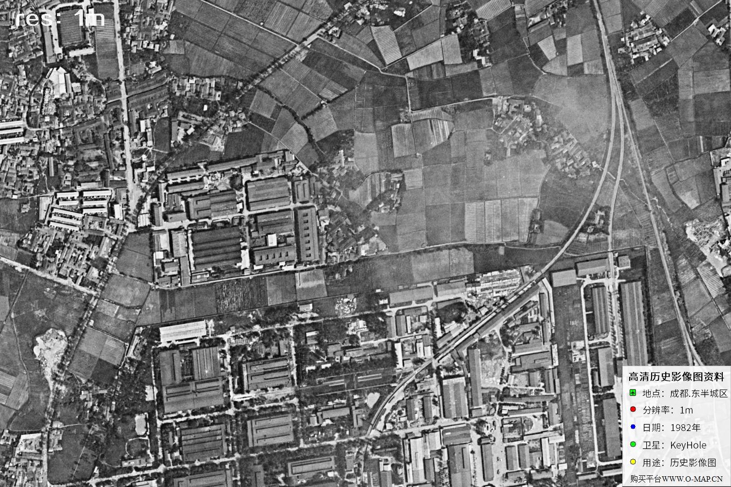 成都市1982年锁眼卫星历史影像地图资料