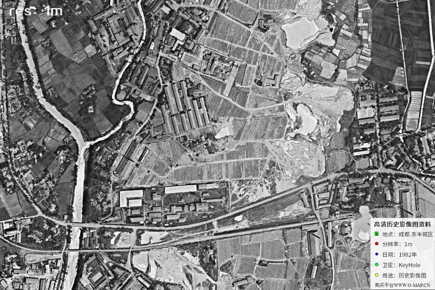 成都市1982年锁眼卫星历史影像地图资料