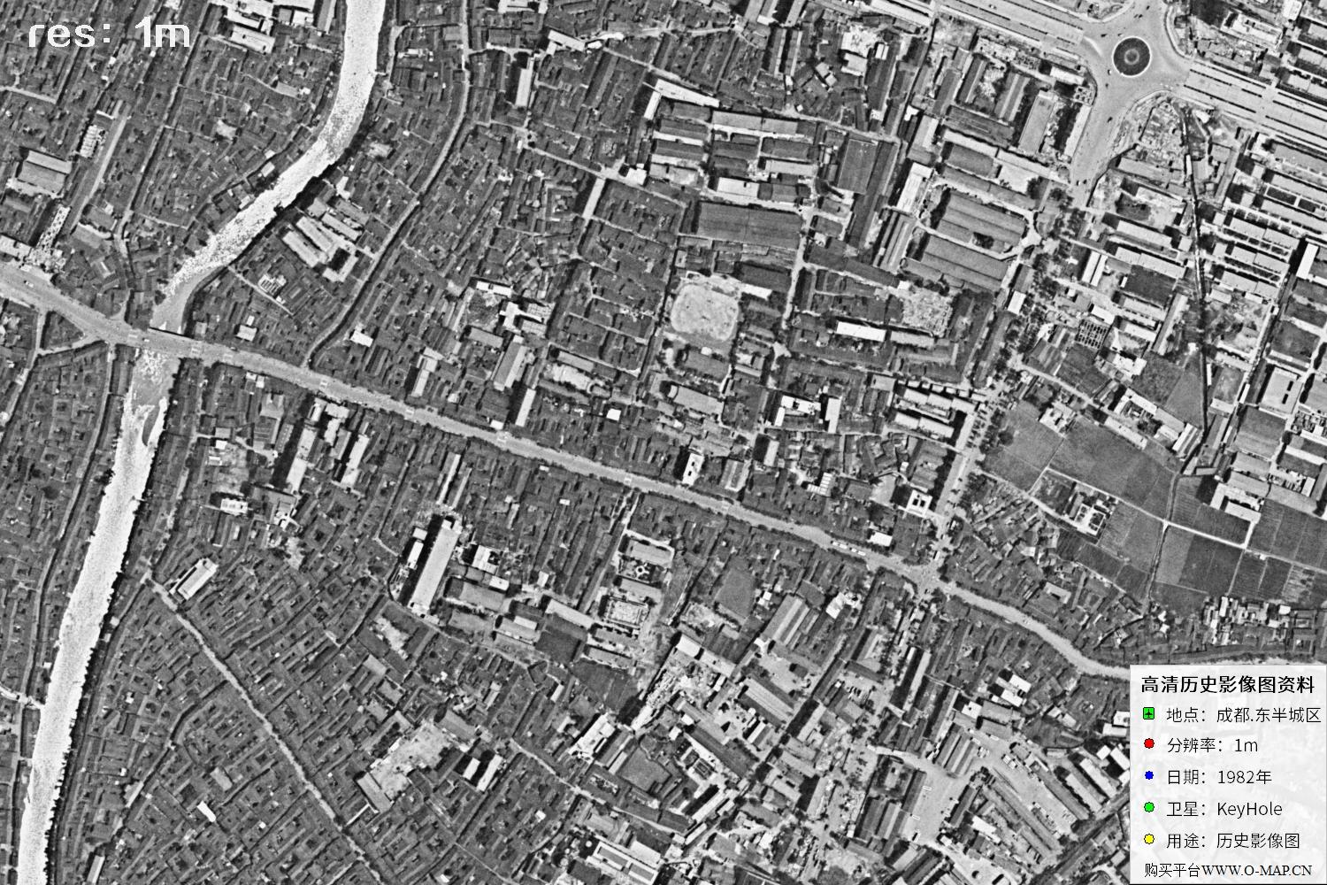 成都市1982年锁眼卫星历史影像地图资料