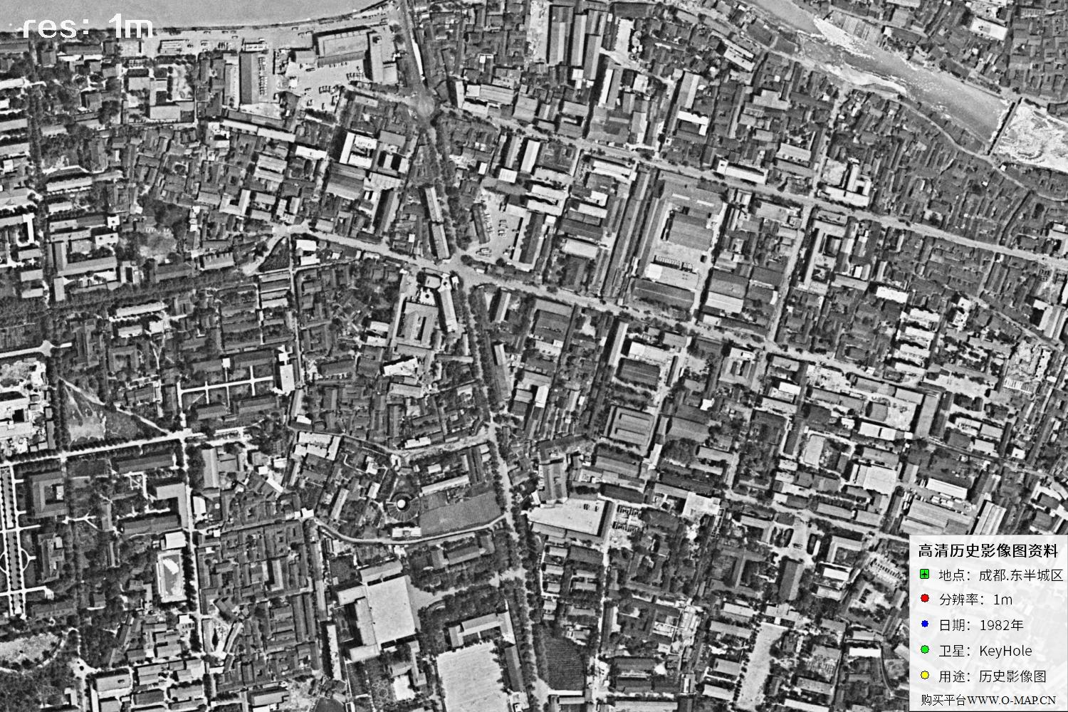 成都市1982年锁眼卫星历史影像地图资料