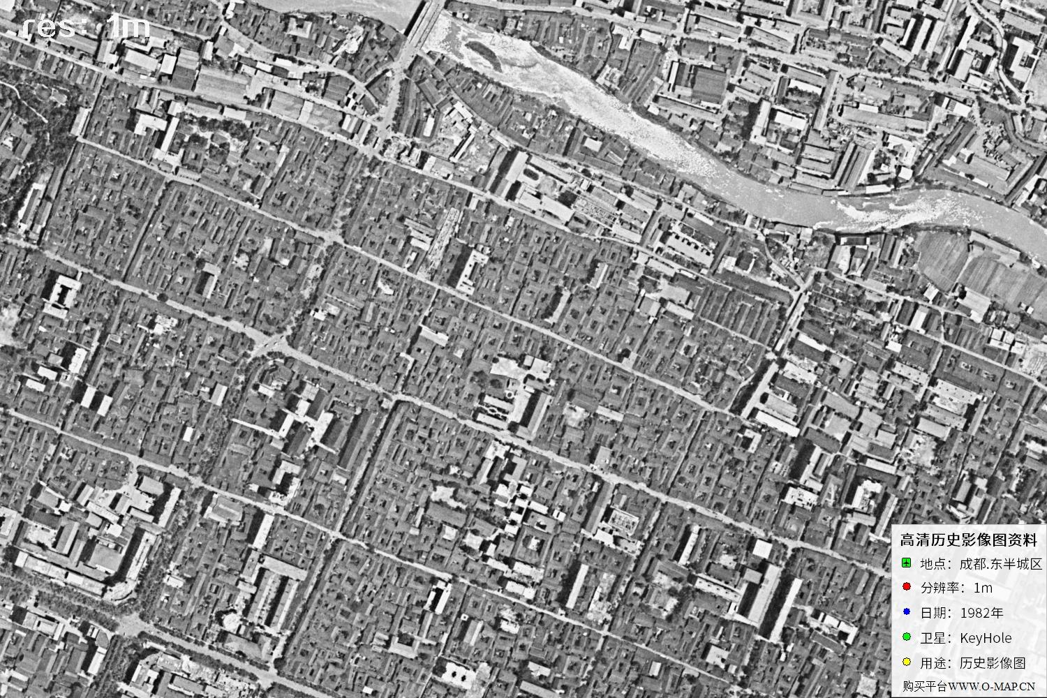 成都市1982年锁眼卫星历史影像地图资料