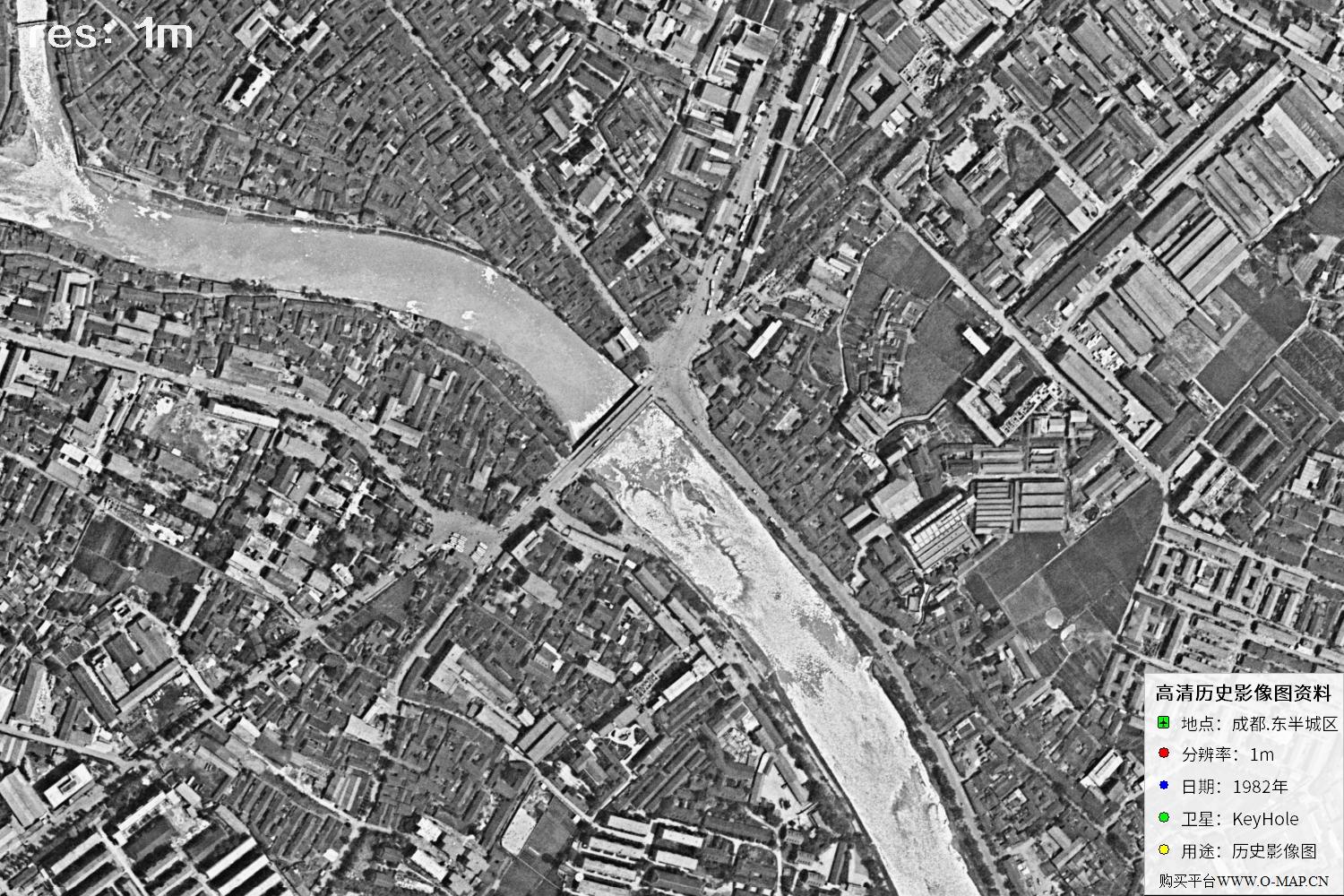 成都市1982年锁眼卫星历史影像地图资料