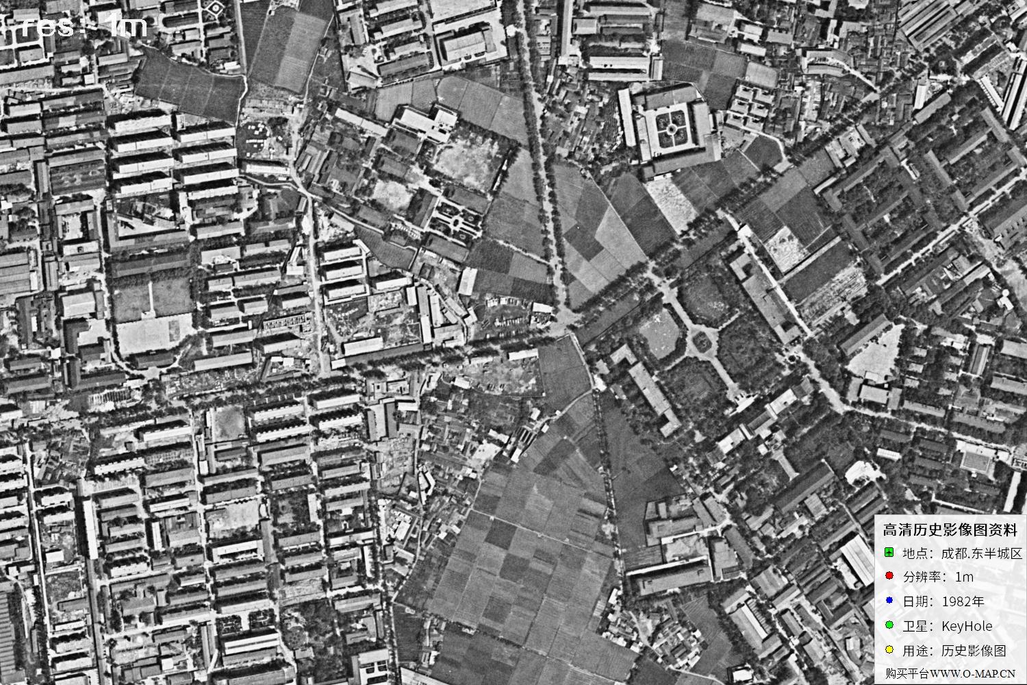 成都市1982年锁眼卫星历史影像地图资料