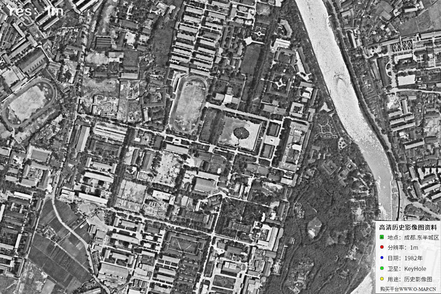 成都市1982年锁眼卫星历史影像地图资料